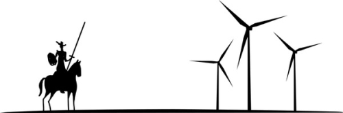 Don Quijote y molinos eólicos