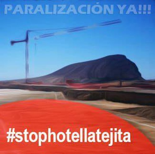 Activistas escalan en Tenerife a las grúas de La Tejita esta mañana para exigir la paralización de las obras de este Hotel Activistas escalan en Tenerife a las grúas de La Tejita esta mañana para exigir la paralización de las obras de este Hotel